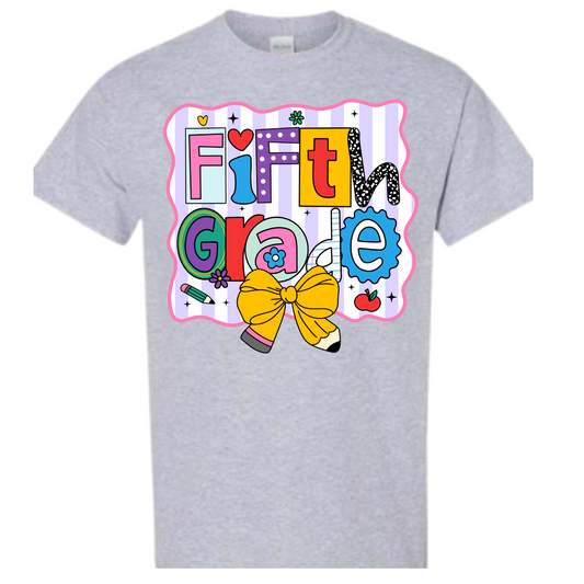 Fifth Grade Pencil Bow Tee