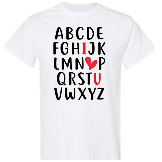Valentine Alphabet Tshirt