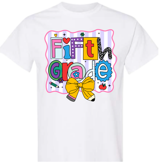 Fifth Grade Pencil Bow Tee