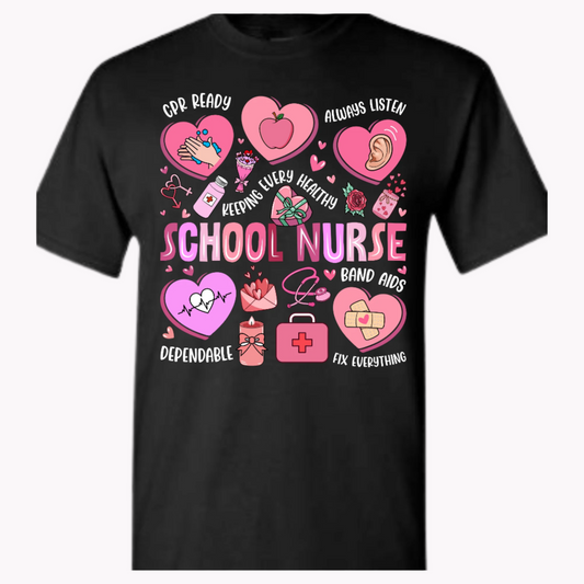 Valentine School Nurse Tshirt